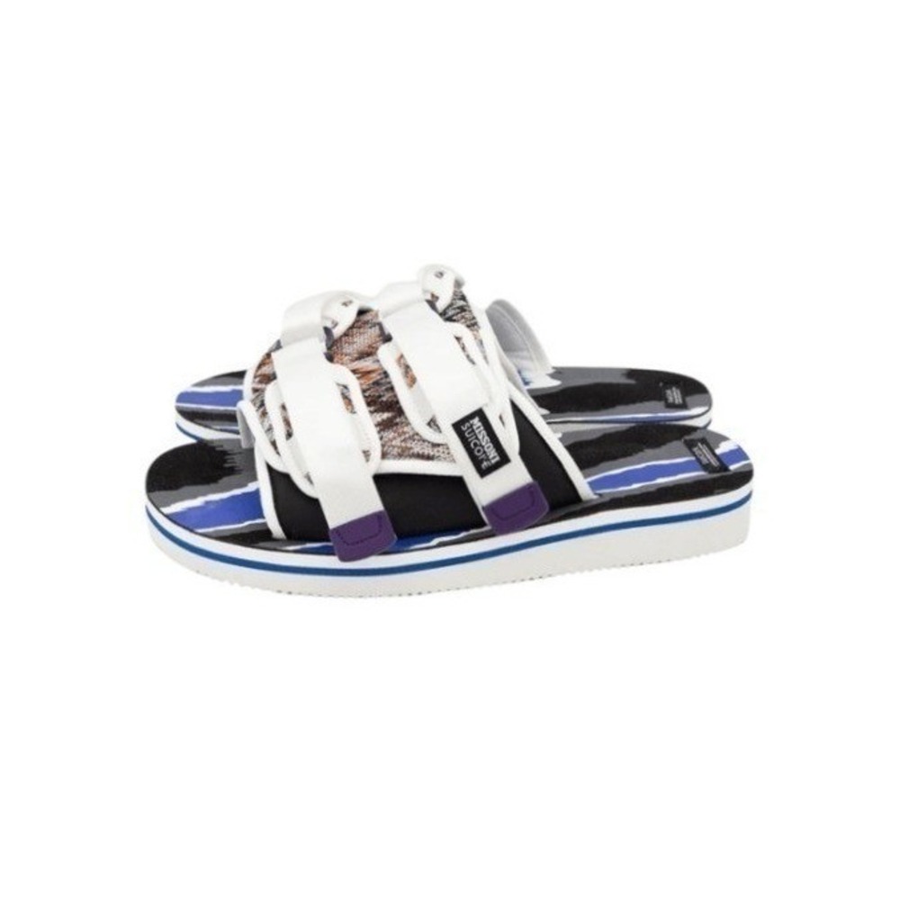 Missoni X Suicoke Collab Moto Slide Sandals White Zig Zag Pattern Slip-On 16